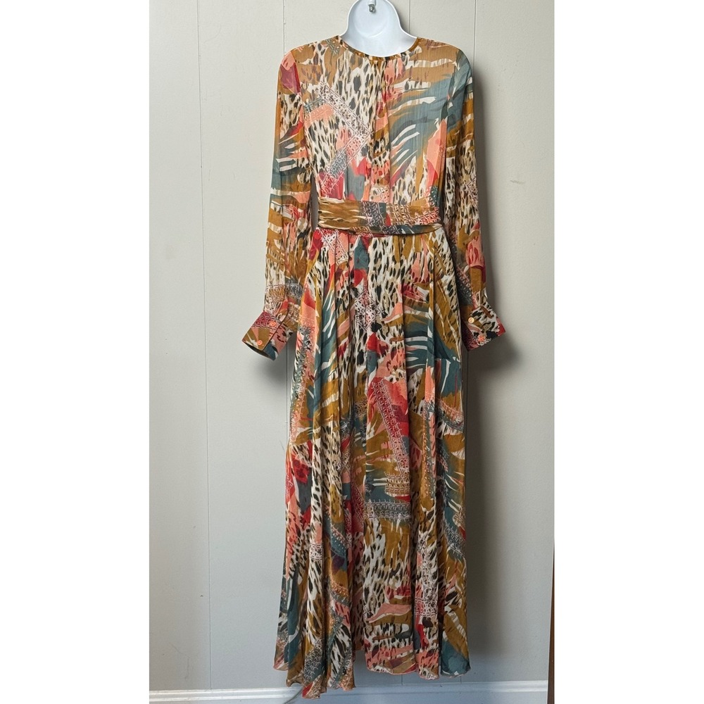 NWT Spy Zone Exchange Diva Distorted Tropical Animal Maxi Dress Wrap V-Neck Sz S - Picture 3 of 10